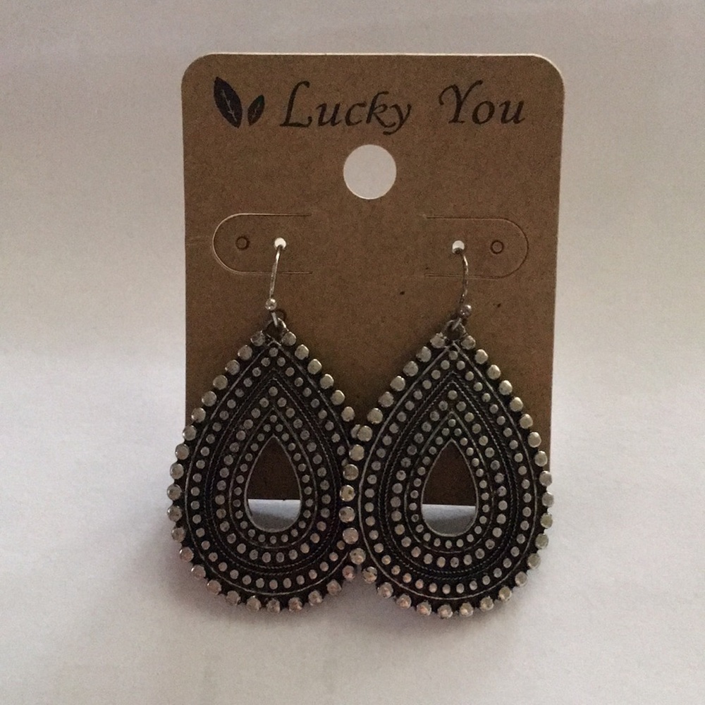Silver/Black Textured Earrings